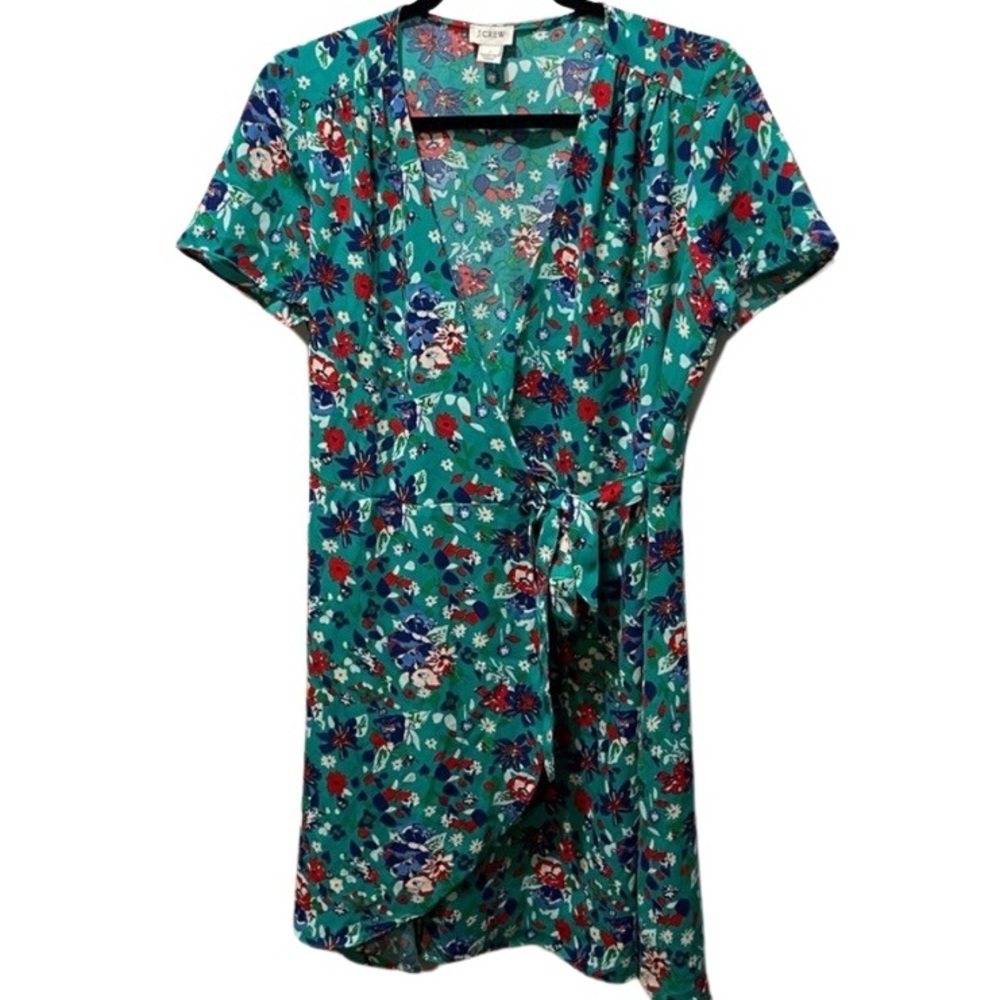 COPY - J crew size 6 teal floral wrap dress